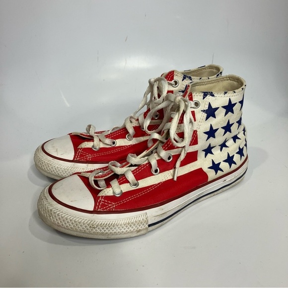 Converse American flag hightop sneakers red white & blue size 5 youth - Picture 2 of 8